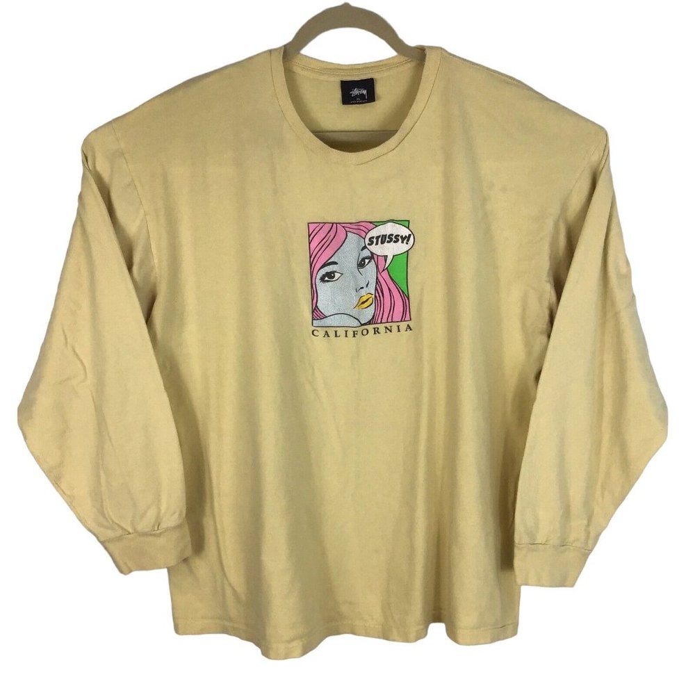 Vintage Stussy California Cali Girl Long Sleeve T-Shirt Crew Neck Y2K 90s XL